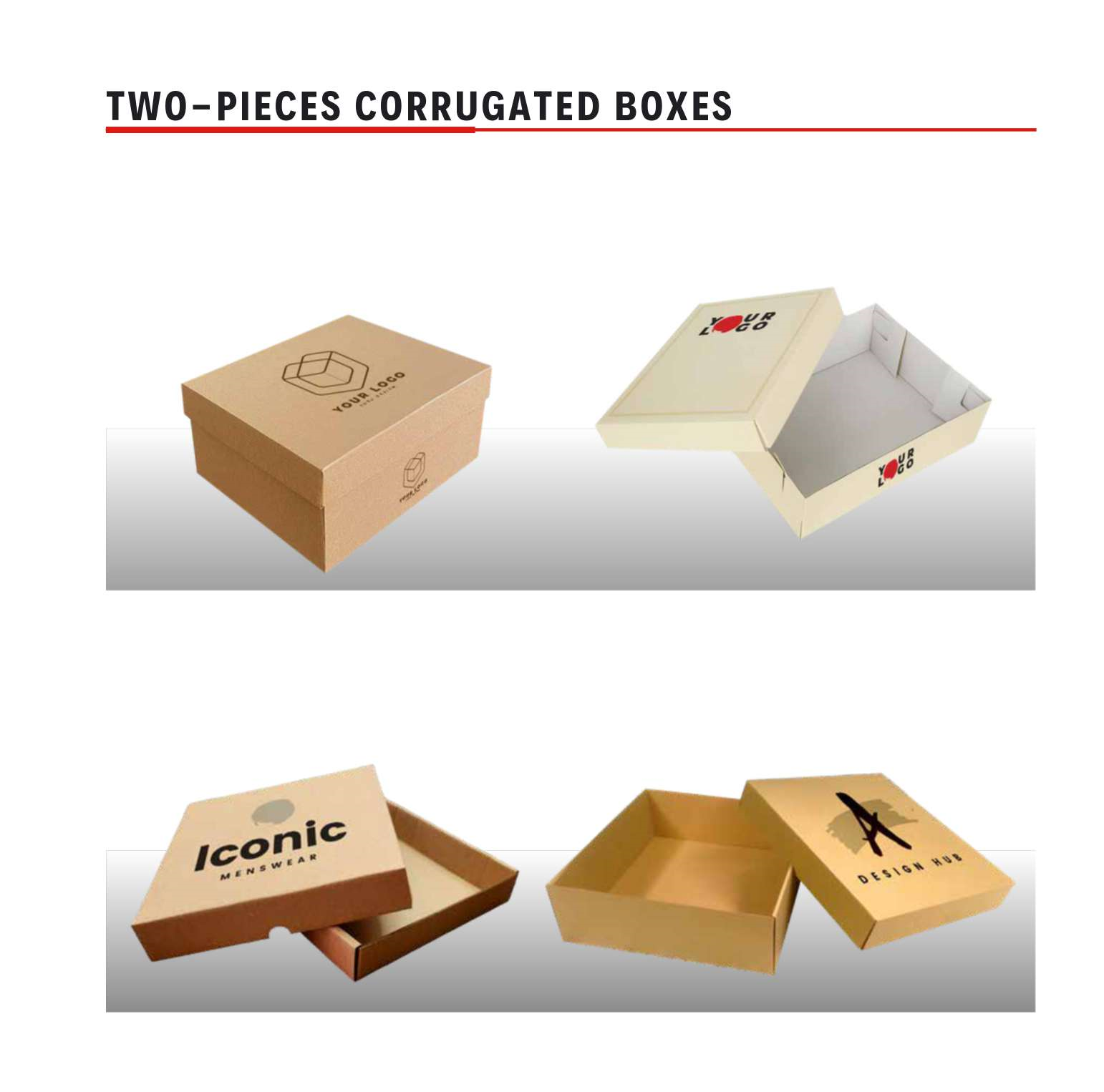 two pieces corrugated boxes